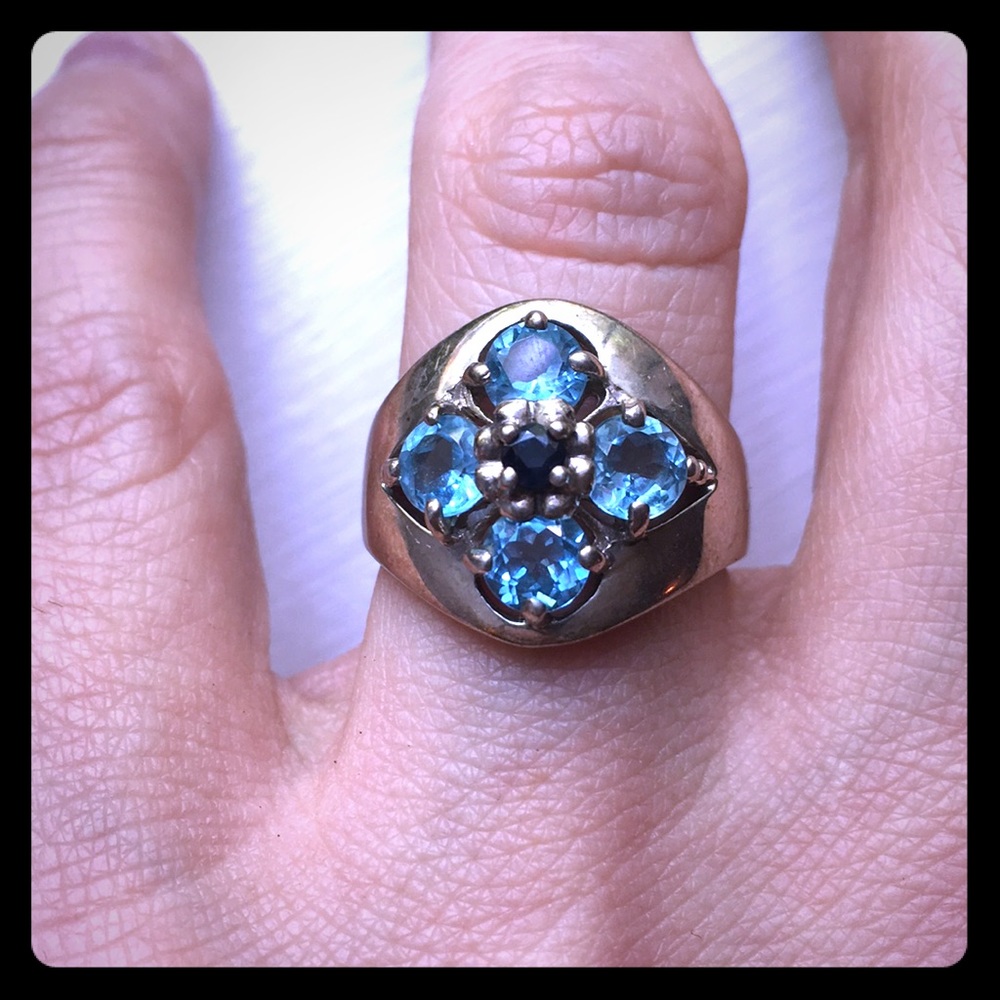 Sterling Silver, Blue Topaz & Sapphire Ring💙💍✨
